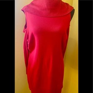 Womens  red cold shoulder sweater